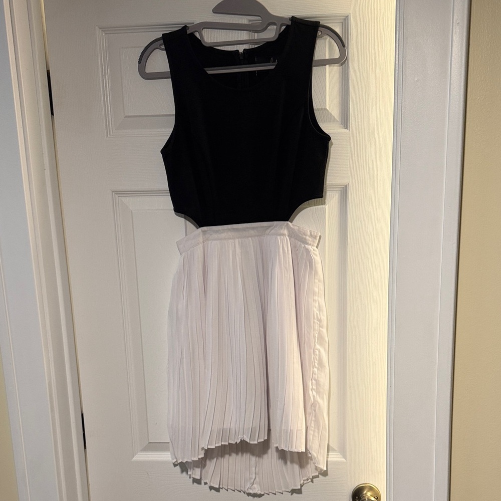 Jack. Pleated High Low Black and White Cocktail Dress